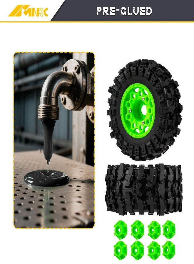 NMNRC Plastic RC Short Course Truck Wheels and Rubber Tires & 12MM 14MM 17MM Hex Kit for 1/10 Arrma Senton Slash 4×4 2WD for Axial Losi Series Upgrade Part Green - Image 3